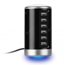 Universal 6-Port Desktop USB Hub Charging Station Tower with Smart Identification Technology