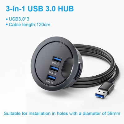 USB HUB Mount In Desk HUBs USB 3.0/2.0 HUB With SD/TF Card Reader External Stereo Sound Type C Port For PC/Tablet USB Splitter