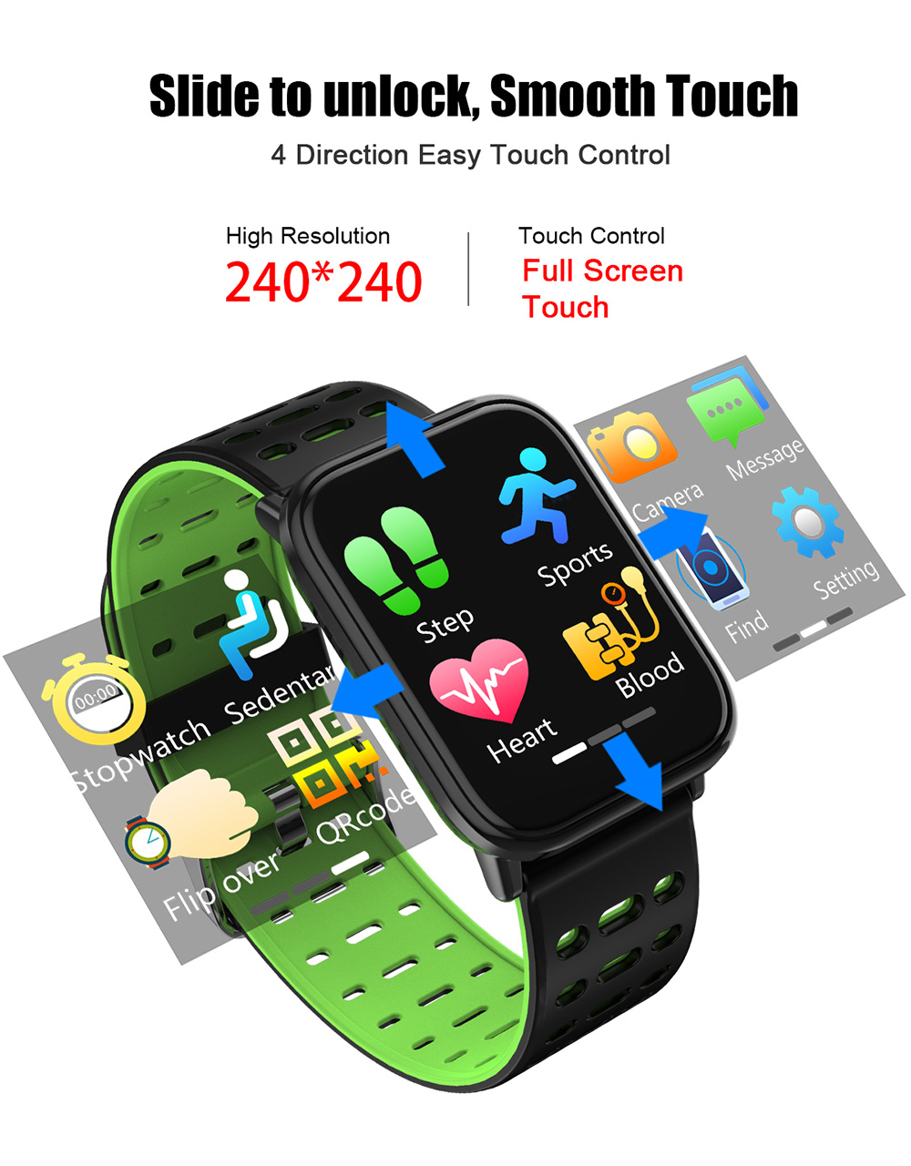 T6 Heart Rate / Blood Pressure / Sleep Monitoring / Multiple Sport Modes / Full Touch Color Screen Smart Bracelet - Black