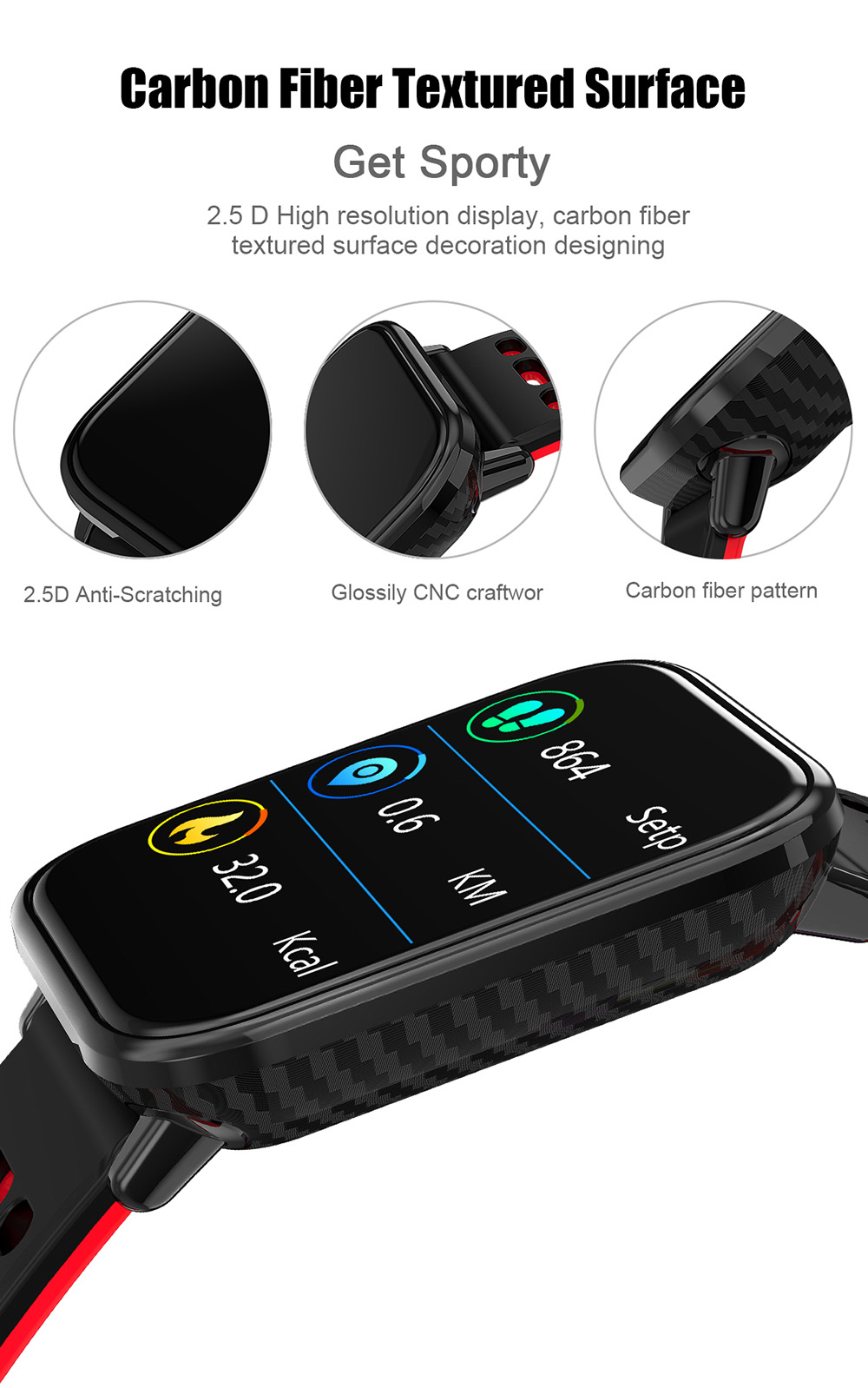 T6 Heart Rate / Blood Pressure / Sleep Monitoring / Multiple Sport Modes / Full Touch Color Screen Smart Bracelet - Black