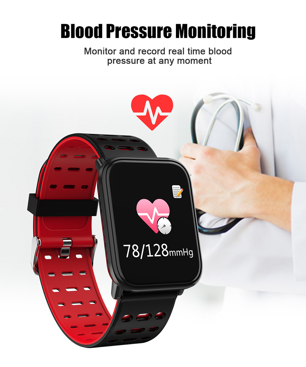 T6 Heart Rate / Blood Pressure / Sleep Monitoring / Multiple Sport Modes / Full Touch Color Screen Smart Bracelet - Black