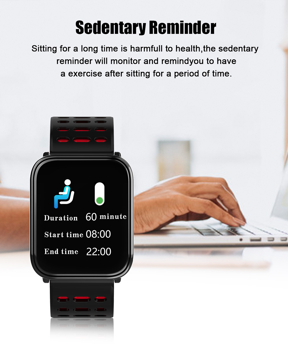 T6 Heart Rate / Blood Pressure / Sleep Monitoring / Multiple Sport Modes / Full Touch Color Screen Smart Bracelet - Black