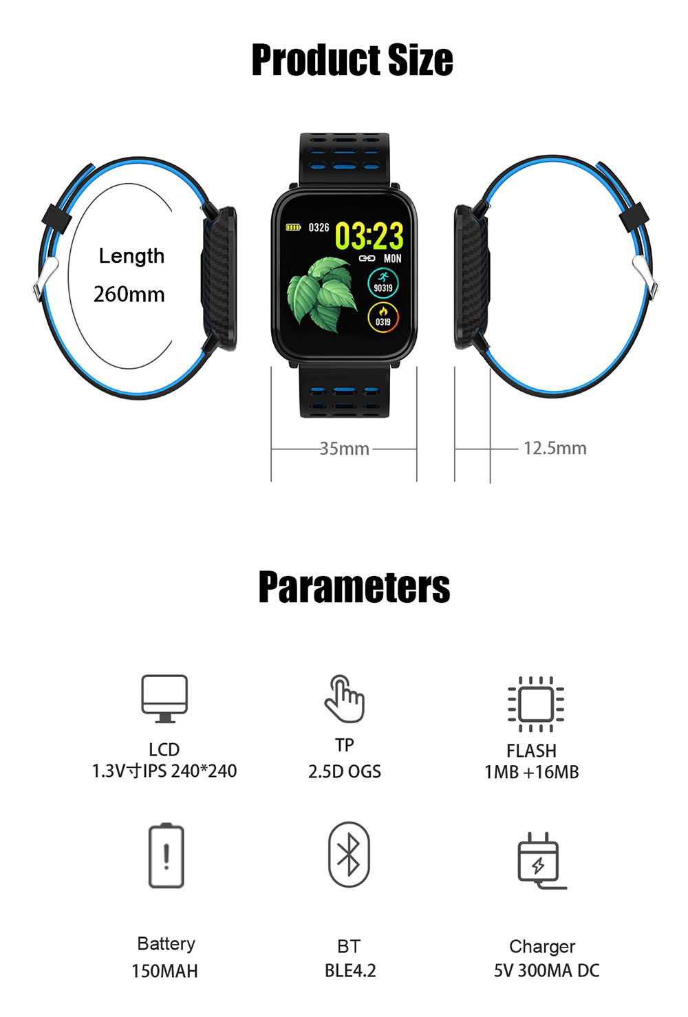 T6 Heart Rate / Blood Pressure / Sleep Monitoring / Multiple Sport Modes / Full Touch Color Screen Smart Bracelet - Black