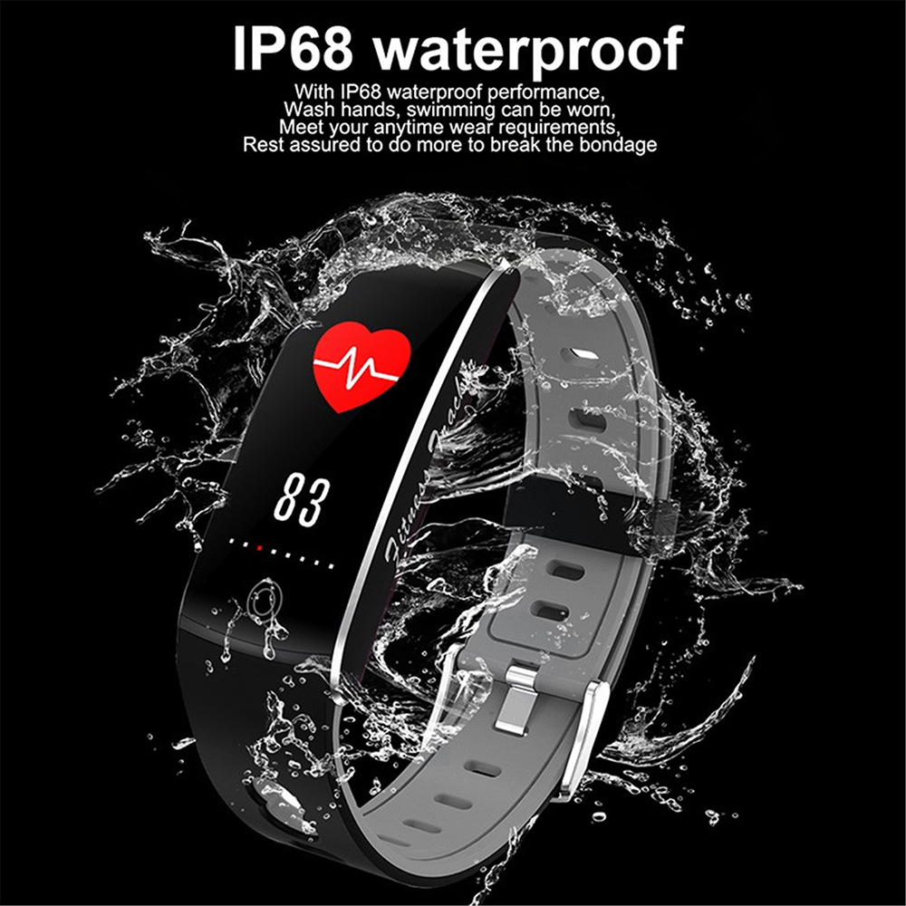 F10TA Smart Wristband Body Temperature Bracelet Movement Weather Temperature Heart Rate Blood Pressure Oxygen Monitoring Smart Bracelet - Gray