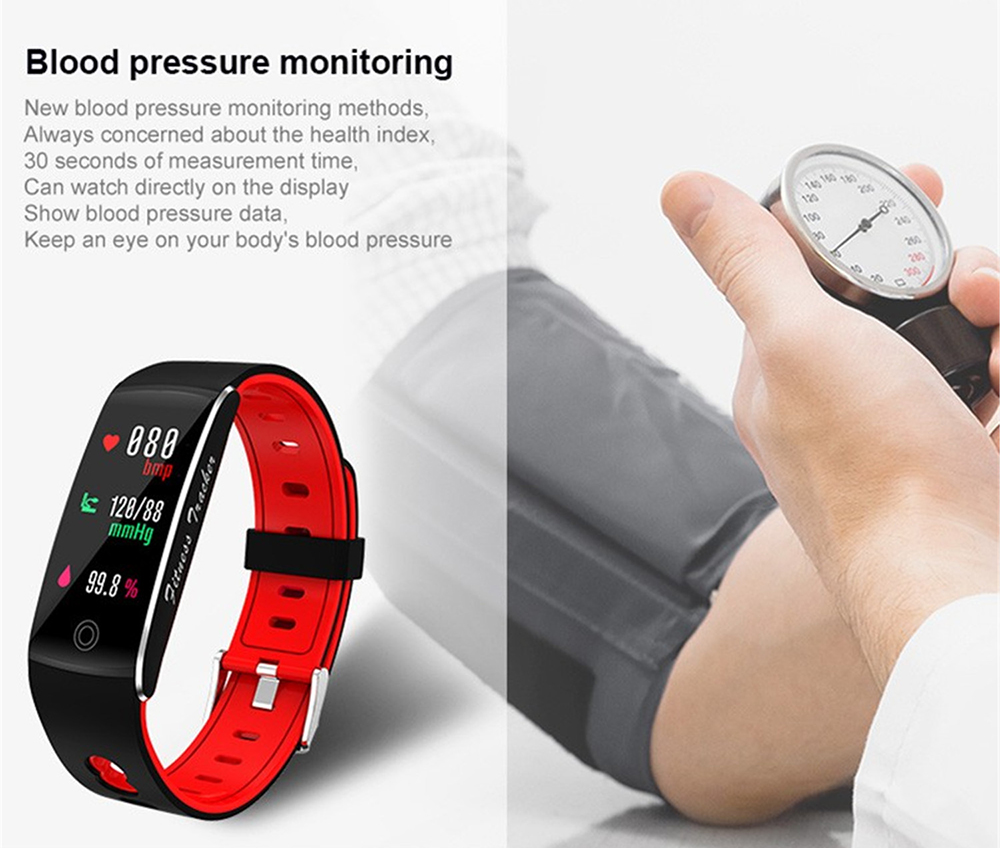 F10TA Smart Wristband Body Temperature Bracelet Movement Weather Temperature Heart Rate Blood Pressure Oxygen Monitoring Smart Bracelet - Gray