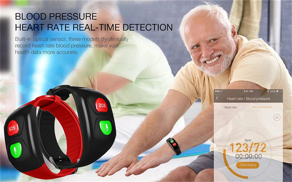 Elderly Anti-lost Smart Bracelet - Black