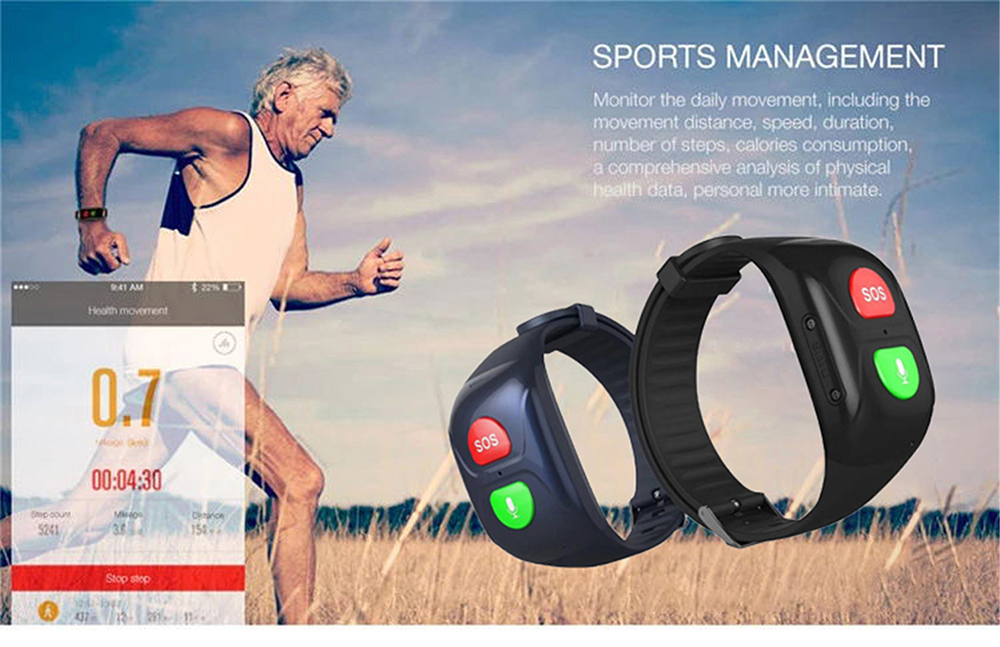 Elderly Anti-lost Smart Bracelet - Black