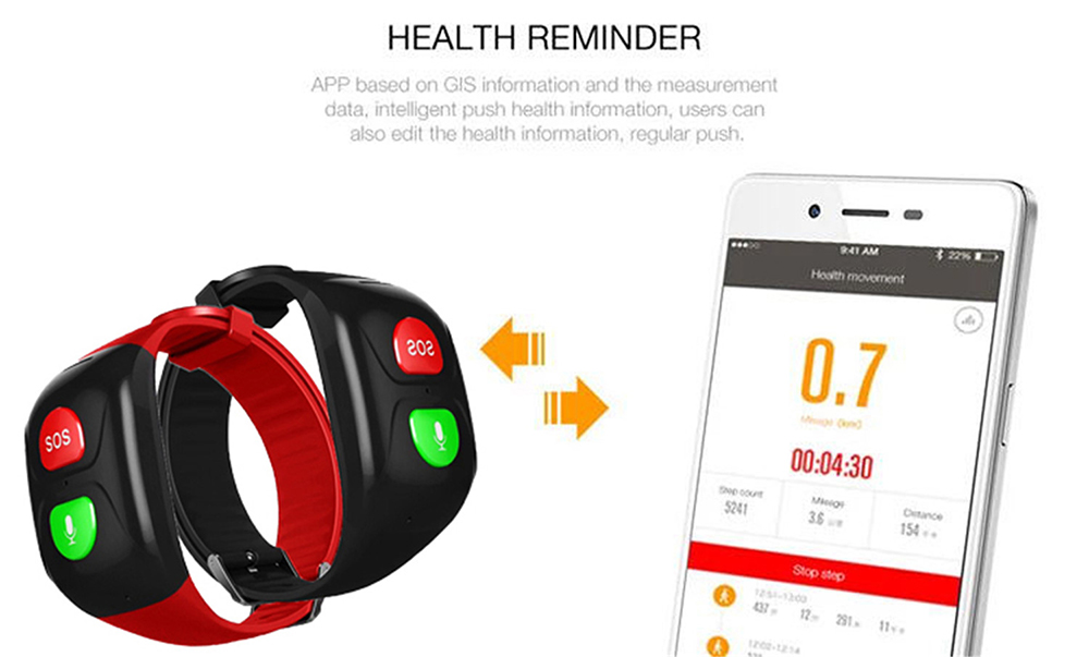 Elderly Anti-lost Smart Bracelet - Black