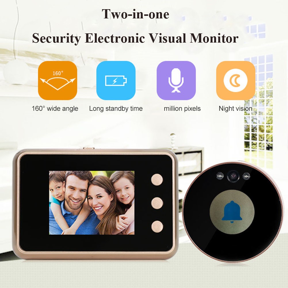 Smart Doorbell Camera Door Viewer Two-in-one Security Electronic Visual Monitor Video Camera - Golden