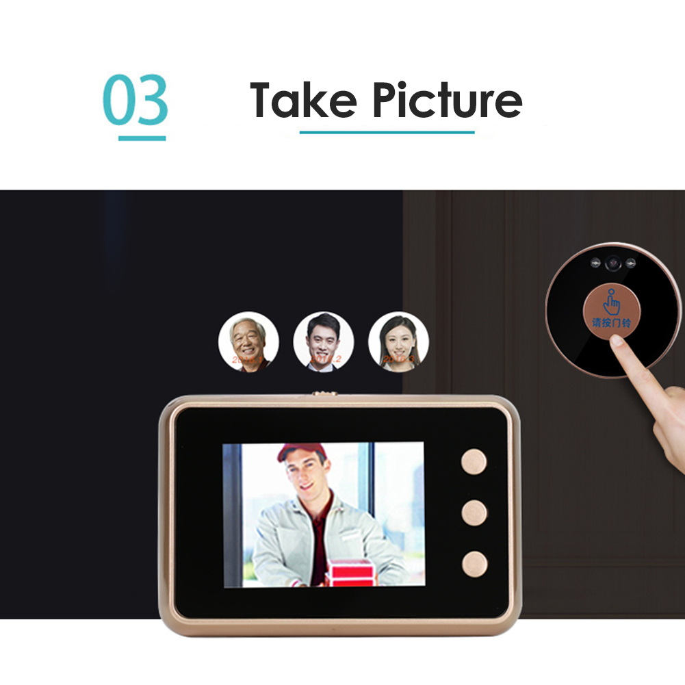 Smart Doorbell Camera Door Viewer Two-in-one Security Electronic Visual Monitor Video Camera - Golden