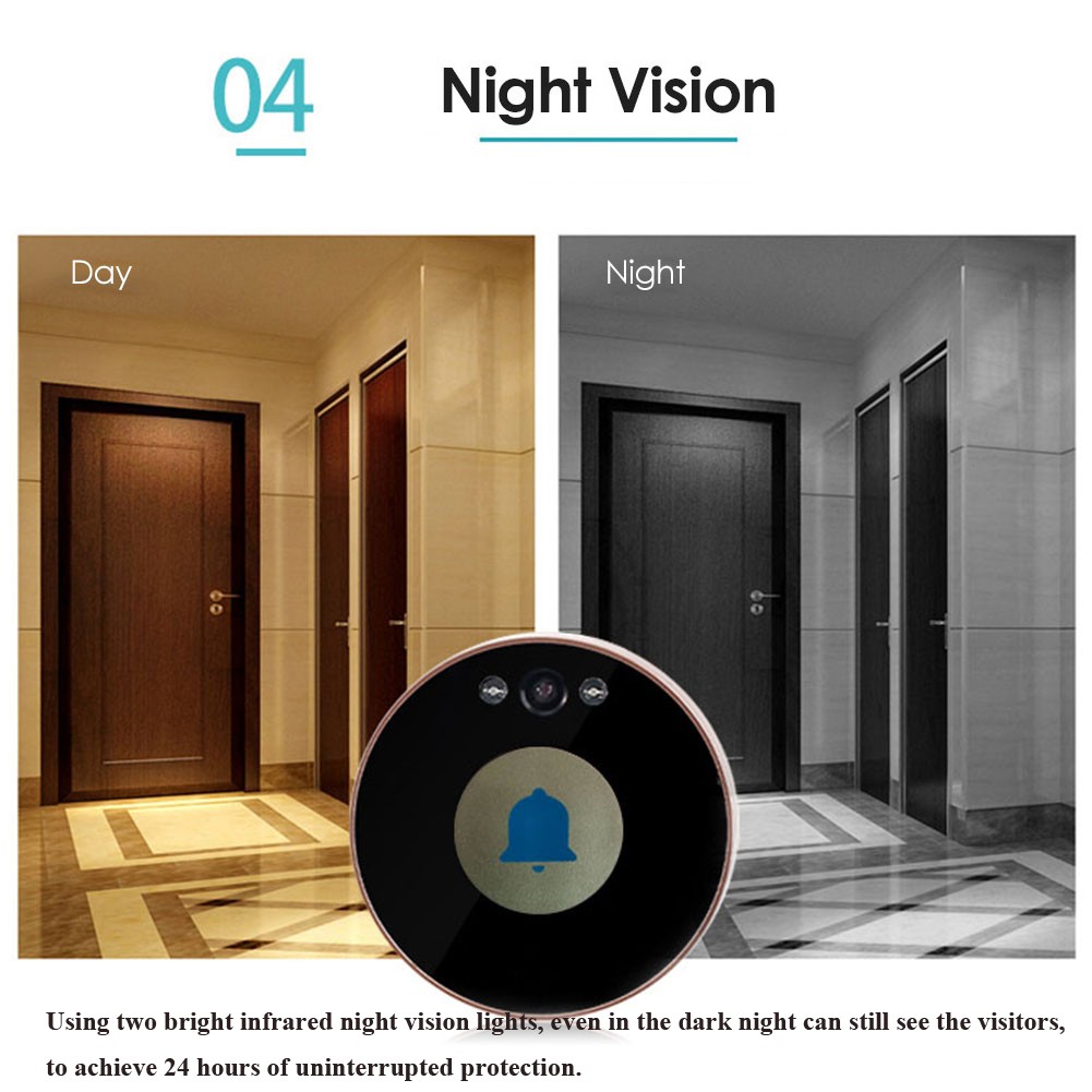 Smart Doorbell Camera Door Viewer Two-in-one Security Electronic Visual Monitor Video Camera - Golden