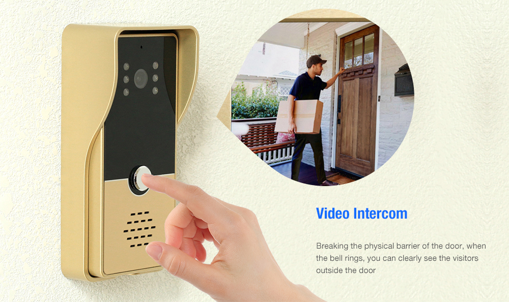 7 inch Wireless Smart Video Doorbell Hand-free Intercom IR Door Phone Camera - Black EU Plug