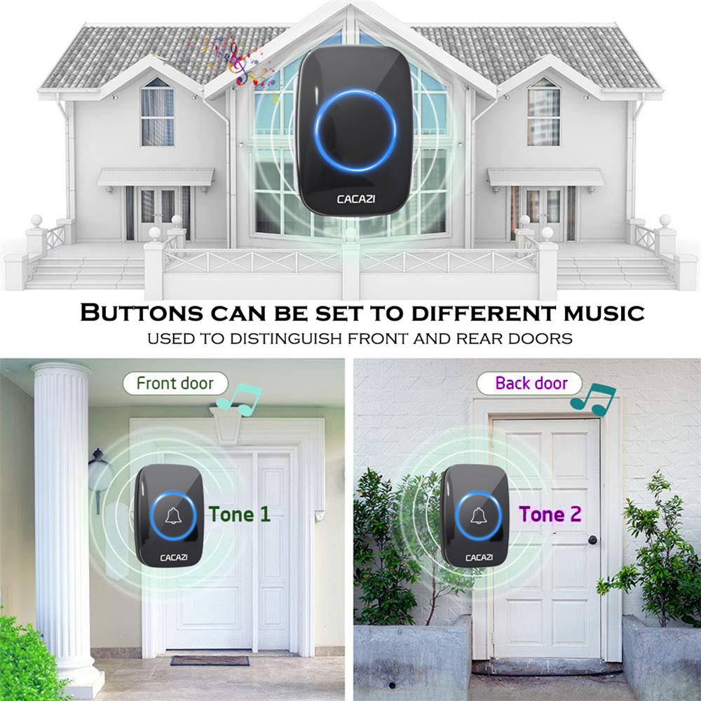 A10 Smart Doorbell - Black 1 Button + 1 Receiver