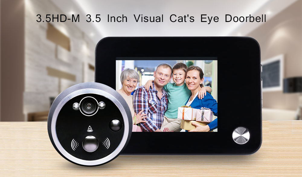 3.5HD - M 3.5 inch Visual Cat's Eye Doorbell Home HD Electronic Surveillance Camera Smart Night Vision Security Door Mirror - Black