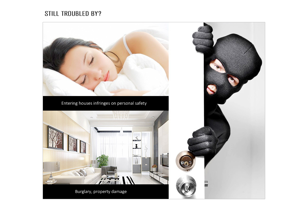 Family Personal Protective Portable Anti-theft Alarm Door Lock Stop - Black