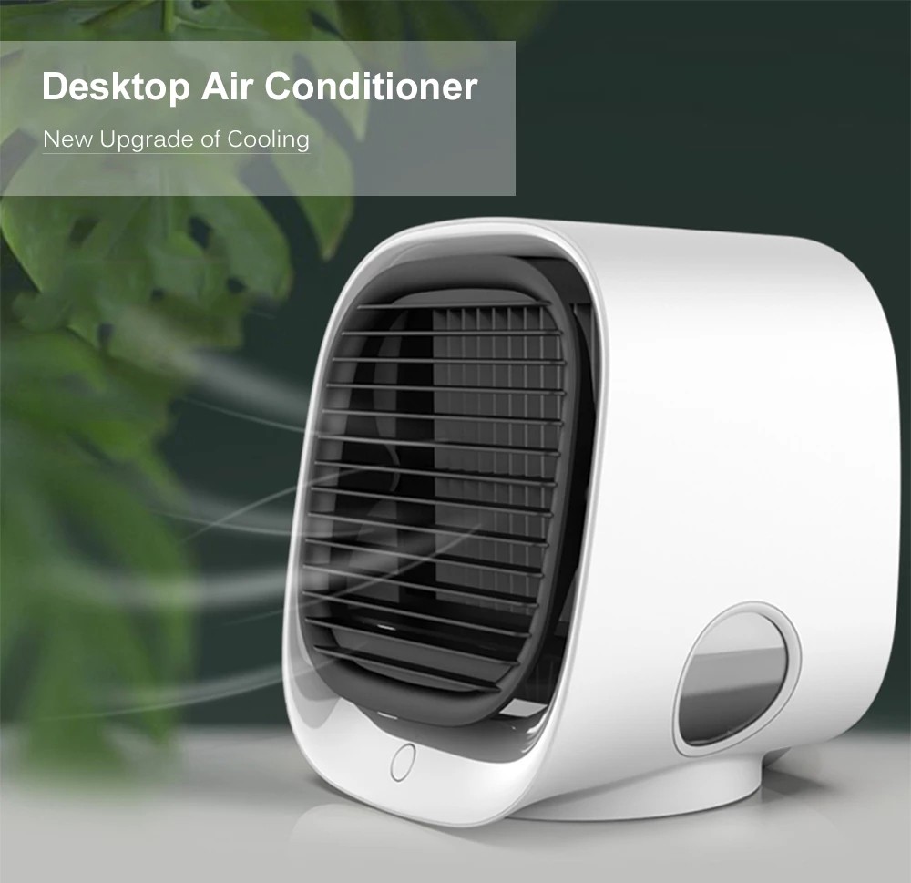 A201 USB Water Cooling Fan Humidifier Purifier Air Cooler Mini Desktop Air Conditioning Fan with Night Light Multifunctional Summer - White