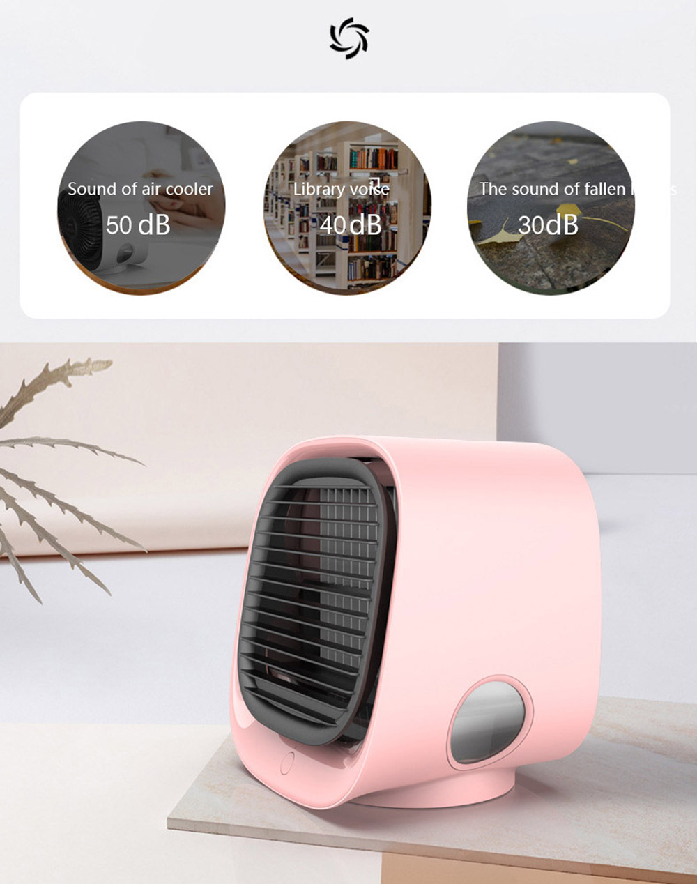 A201 USB Water Cooling Fan Humidifier Purifier Air Cooler Mini Desktop Air Conditioning Fan with Night Light Multifunctional Summer - White