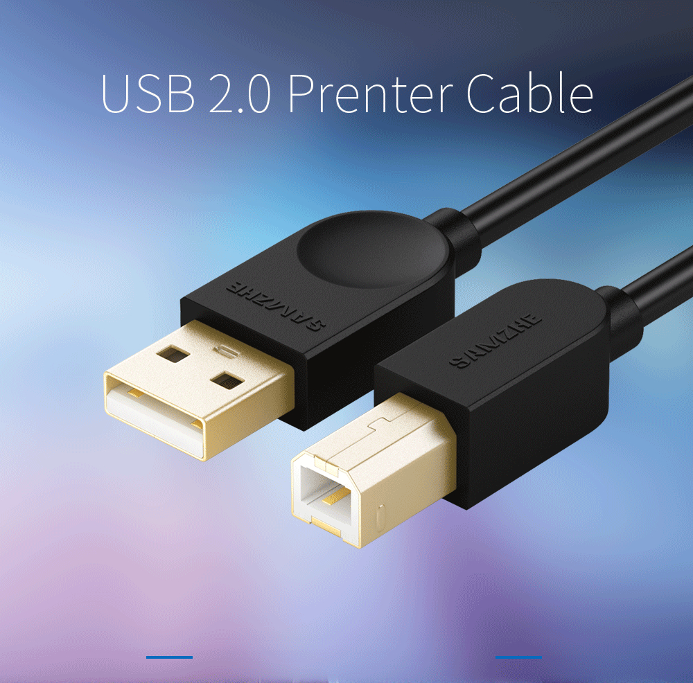 USB Printer Cable Type B Male to A Male- Jet Black 1M